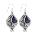 Certified silver vintage style blue stone earrings